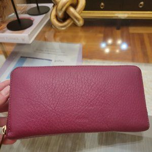 Fossil zipper wallet wine burgundy magenta
